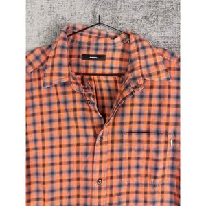 Diesel Shirt Mens L Plaid Button Up Cotton Outdoor Casual Logo Lightweight